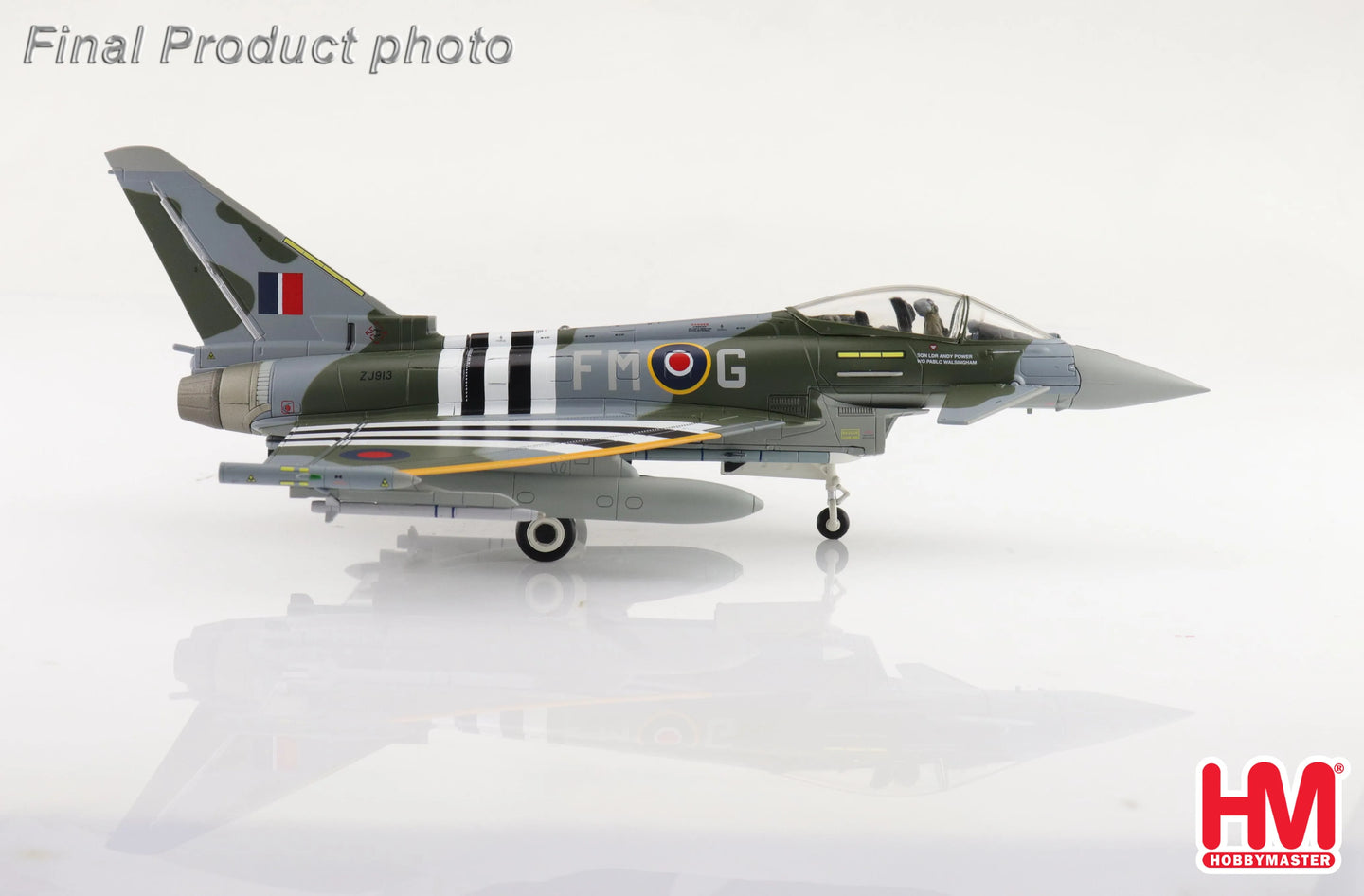 HOBBY MASTER TYPHOON FGR4 ZJ913/FM-G RAF 2024 (WITH 2 X ASRAAM, 4 X AIM-120, 3 X FUEL TANK)